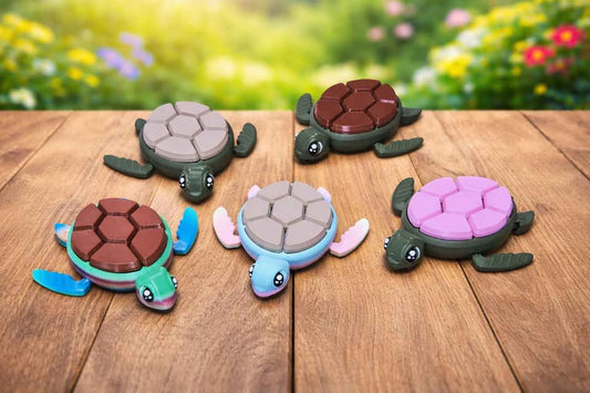 Fidget Clicker Turtle 3D Printed Customizable