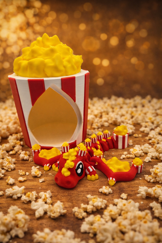 Popcorn Dragon 3D Printed Articulated with Hideaway